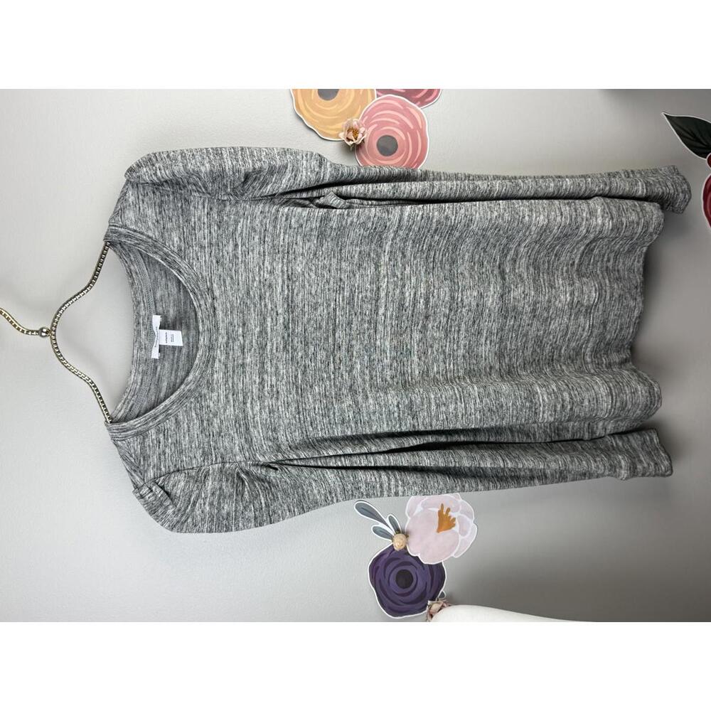 Daily Ritual Heathered Gray Terry Pleated Puff Sleeve Sweatshirt - Size - XS - Picture 3 of 7